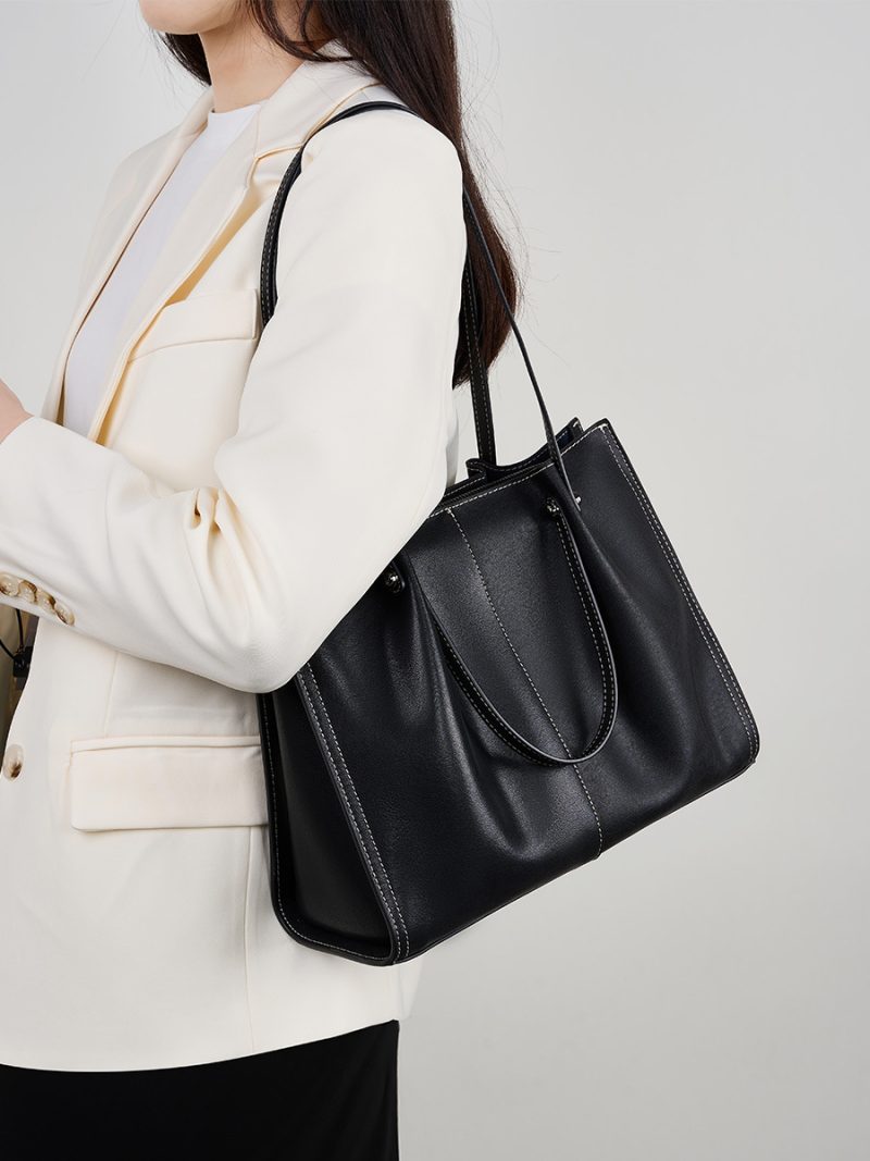 Genuine Leather Shoulder Handbag - Image 5