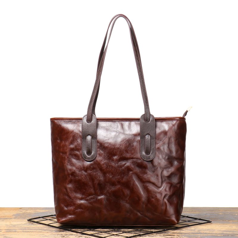 Genuine Leather Vintage Shopping Bag - Image 3