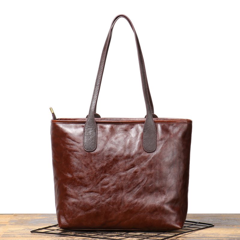 Genuine Leather Vintage Shopping Bag - Image 5