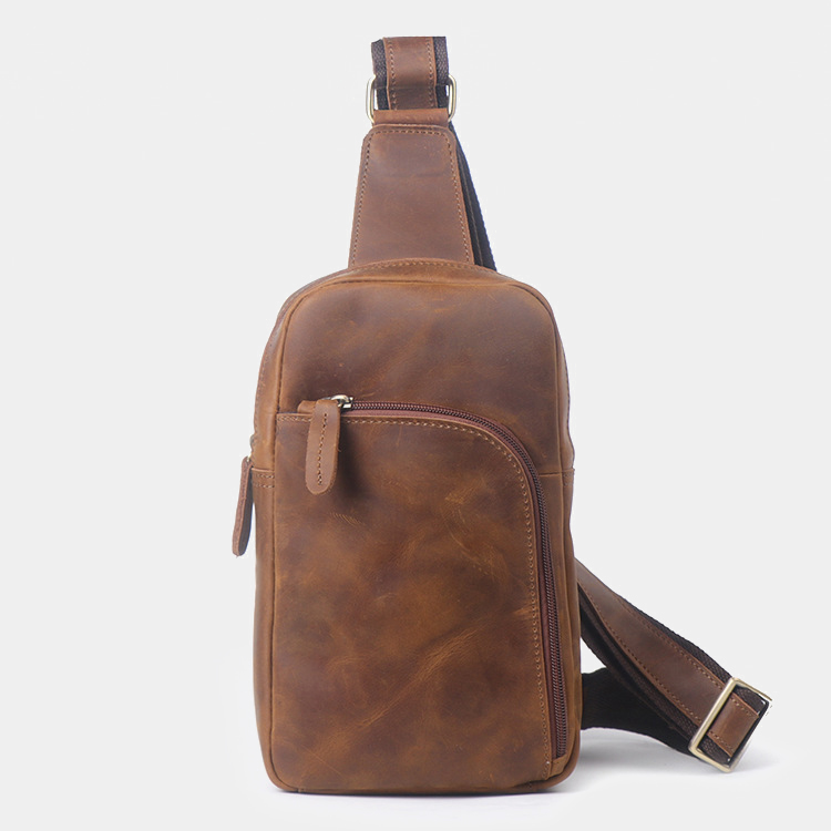 Men Vintage Genuine Leather Chest Bag