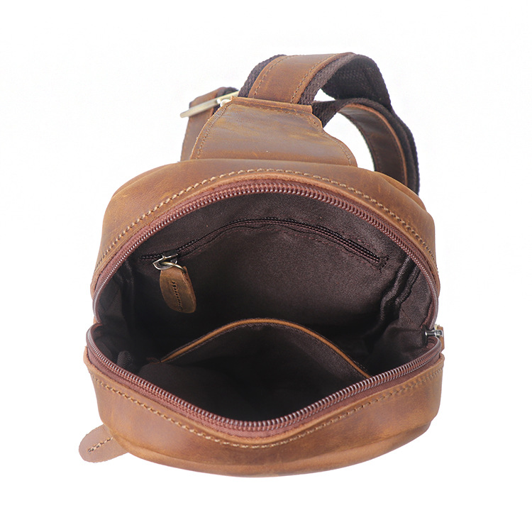 Men Vintage Genuine Leather Chest Bag - Image 5