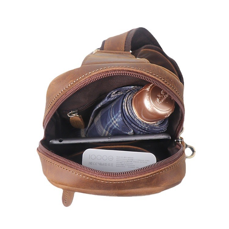 Men Vintage Genuine Leather Chest Bag - Image 6