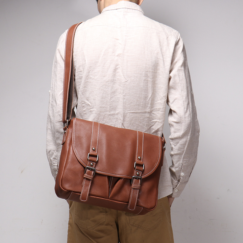 Vintage Top Layer Cowhide Messenger Bag - Image 4