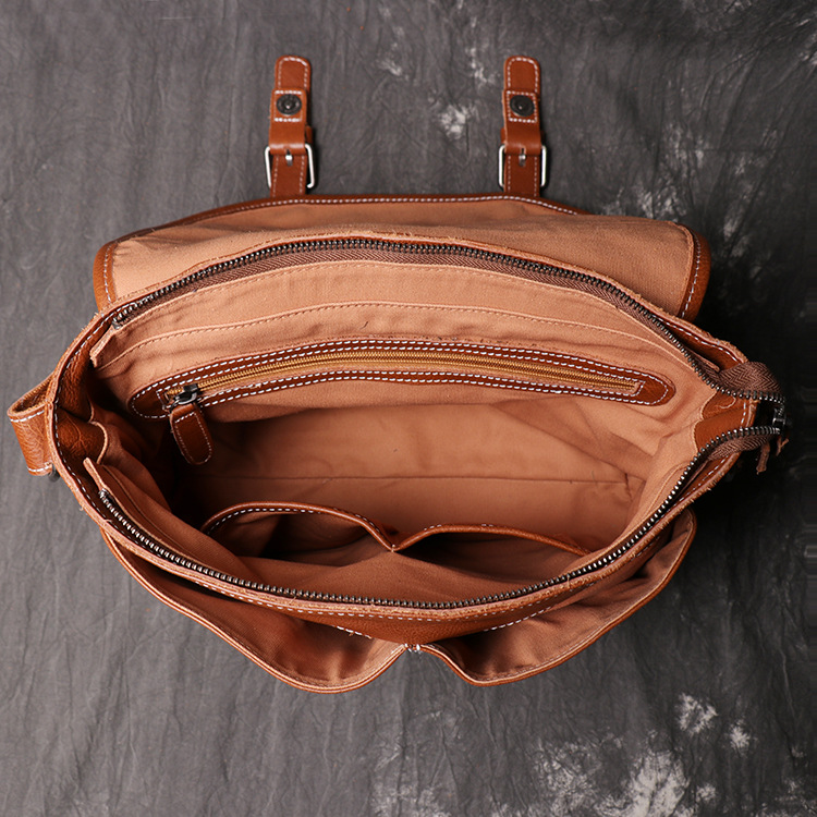 Vintage Top Layer Cowhide Messenger Bag - Image 5